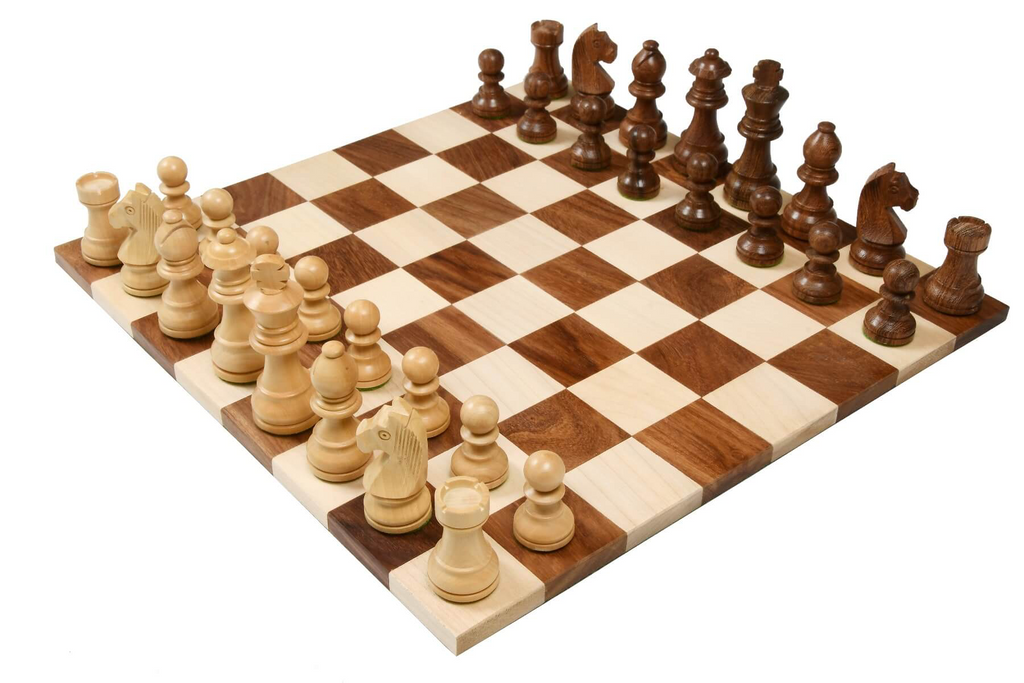 Échiquier en Bois de Sheesham | Surface de Jeu Enroulable Pratique pour Passionnés d'Échecs