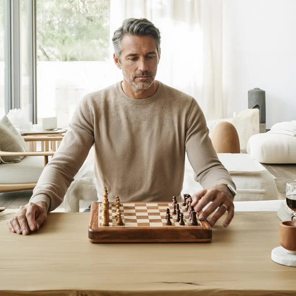 Échiquier en Bois de Cerisier | Jeu d'Échecs avec Pièces Sculptées | Élégance et Durabilité 3