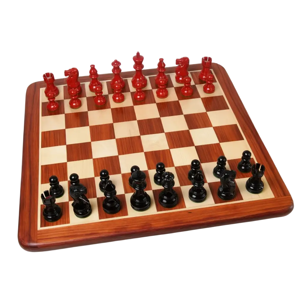 Jeu d'Échec en Bois Africain avec Pièces Sculptées | Élégant Espace de Jeu et Décoration 1