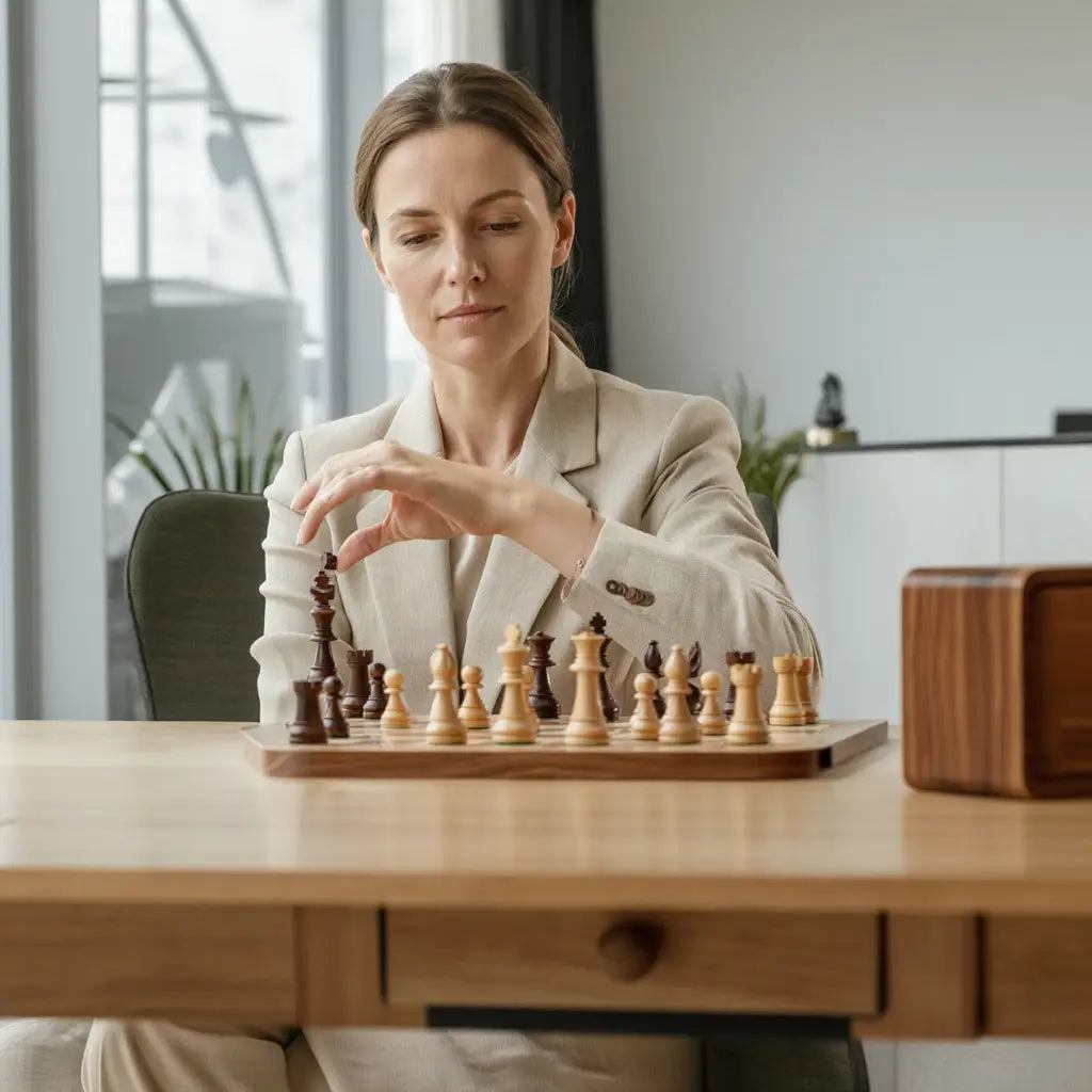 Échiquier en Bois de Cerisier | Jeu d'Échecs avec Pièces Sculptées | Élégance et Durabilité 6
