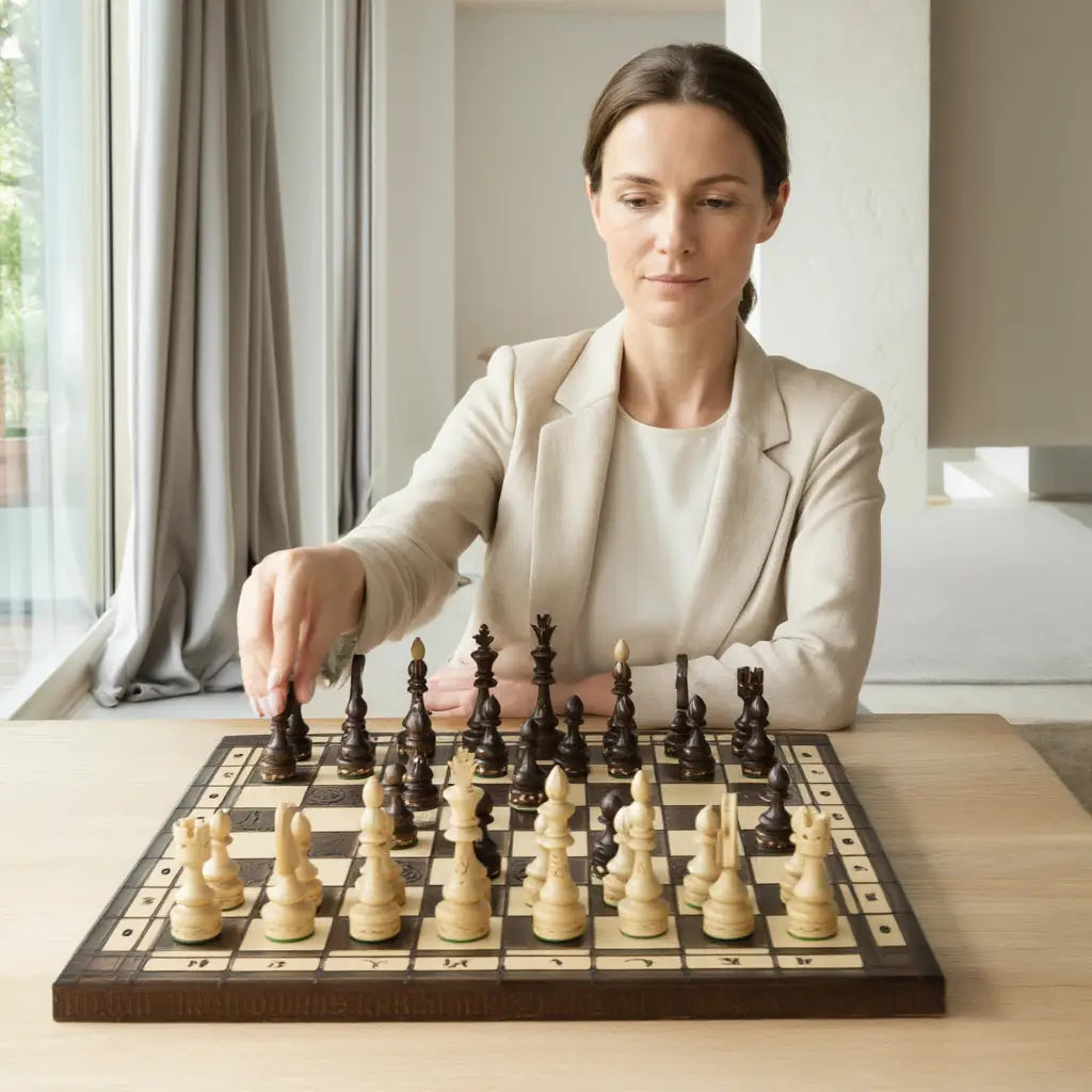 Jeu d'Échecs en Bois de Hêtre et Bouleau avec Échiquier Pliable | Élégance et Praticité pour Passionnés 3
