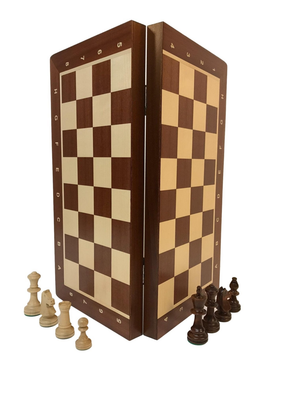 Jeu d'Échecs en Bois avec Échiquier en Sycomore et Acajou – Coffre Pliant Pratique