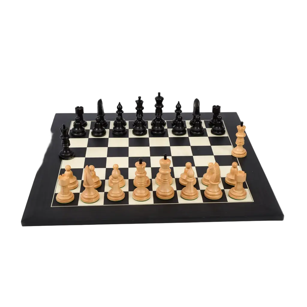 Echiquier en Bois | Jeu d'Echecs avec Pieces Sculptées en Ébène | Design Élégant pour Parties Stratégiques 1