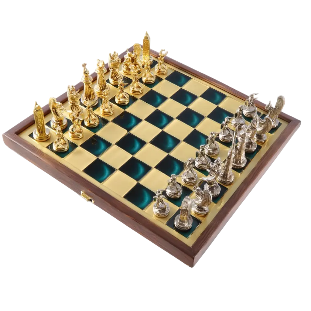 Jeu d'Échecs en Laiton avec Échiquier 36 x 36 cm - Mythologie Grecque, 32 pièces 1