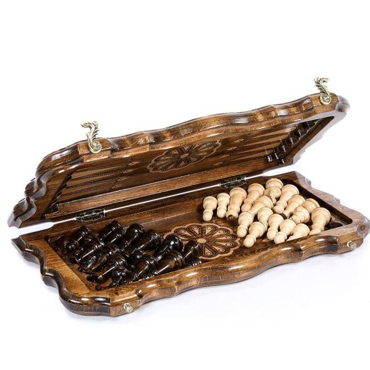 Échiquier en Bois avec Design Artistique pour Parties de Jeu Élégantes