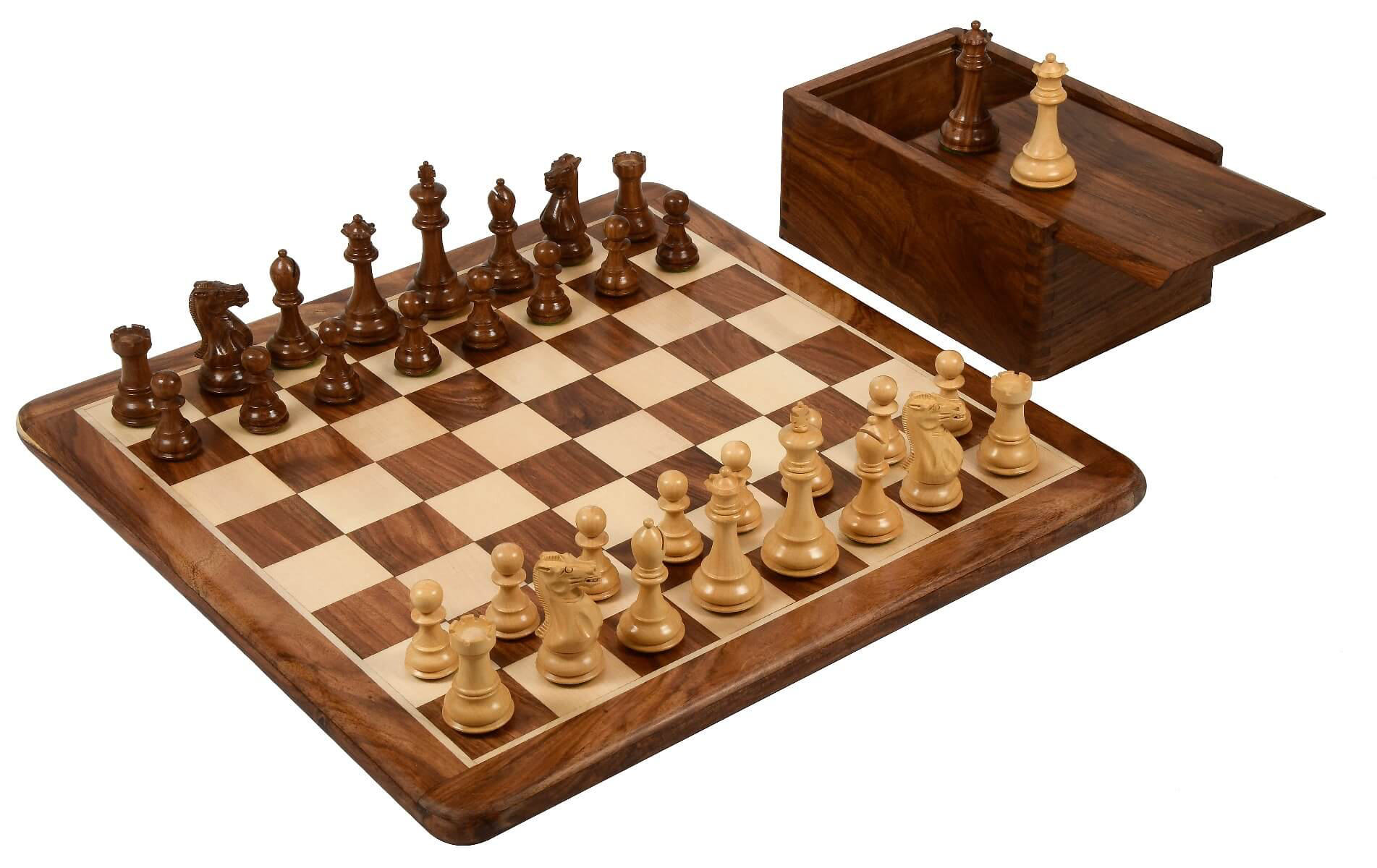 Échiquier en Bois de Cerisier | Jeu d'Échecs avec Pièces Sculptées | Élégance et Durabilité