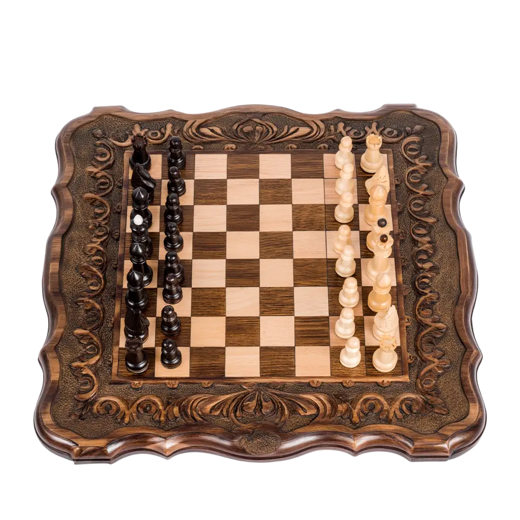 Échiquier de Luxe en Bois avec Design Artistique et Multifonction pour Parties de Jeu Élégantes 1