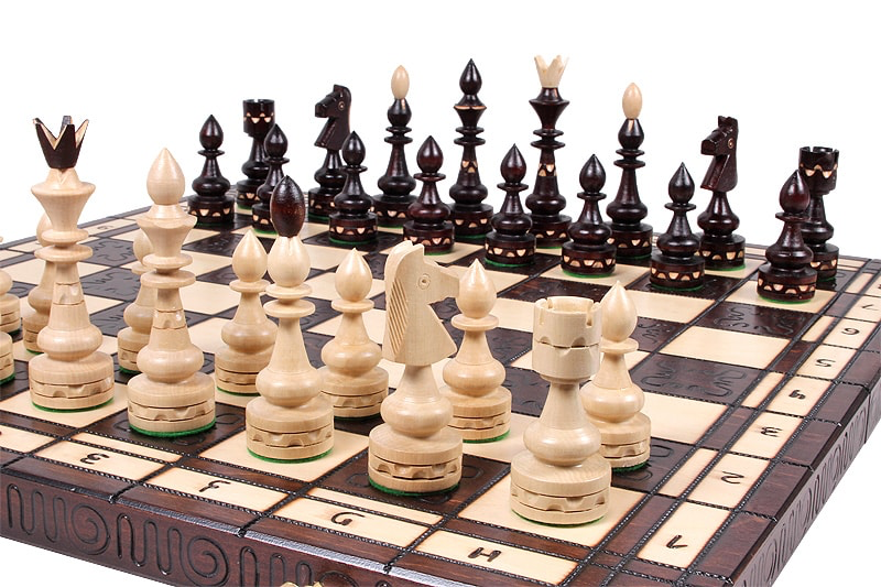 Jeu d'Échecs en Bois de Hêtre et Bouleau avec Échiquier Pliable Praticité pour Passionnés