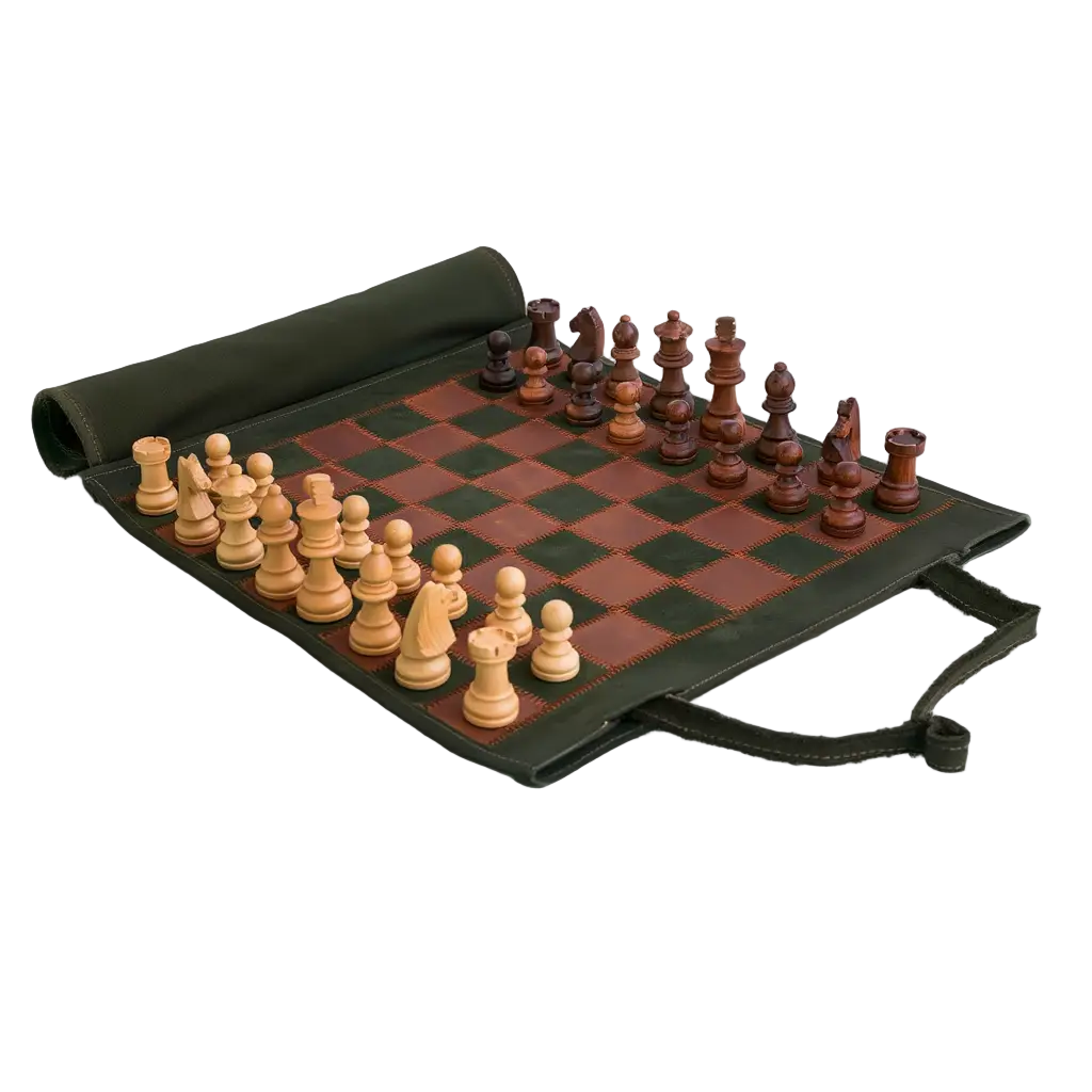 Jeu d'échecs Magnétique en Cuir Roulable Compact et Léger pour Voyages 1