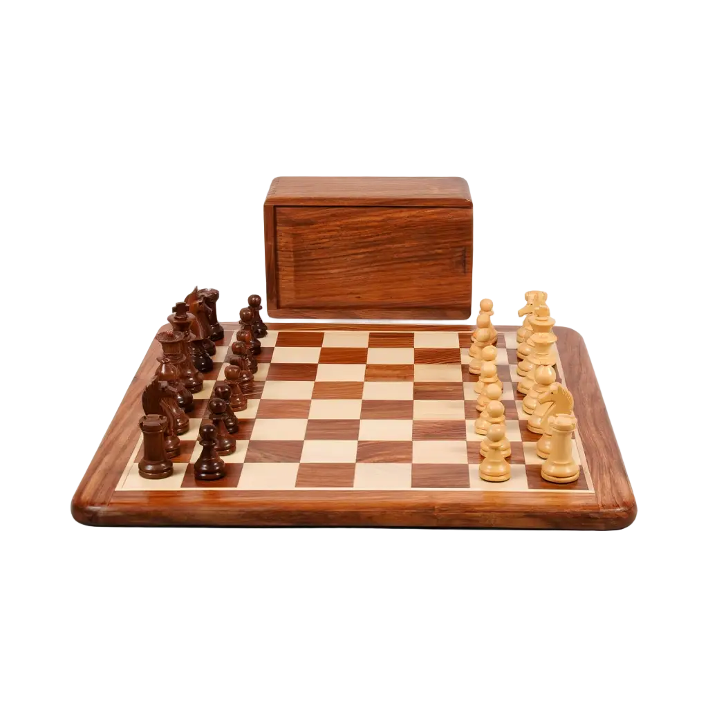 Échiquier en Bois de Cerisier | Jeu d'Échecs avec Pièces Sculptées | Élégance et Durabilité 1