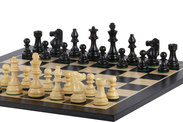 Echiquier en Bois | Jeu d'Echecs avec Pieces Sculptées en Ébène | Pour Parties Stratégiques