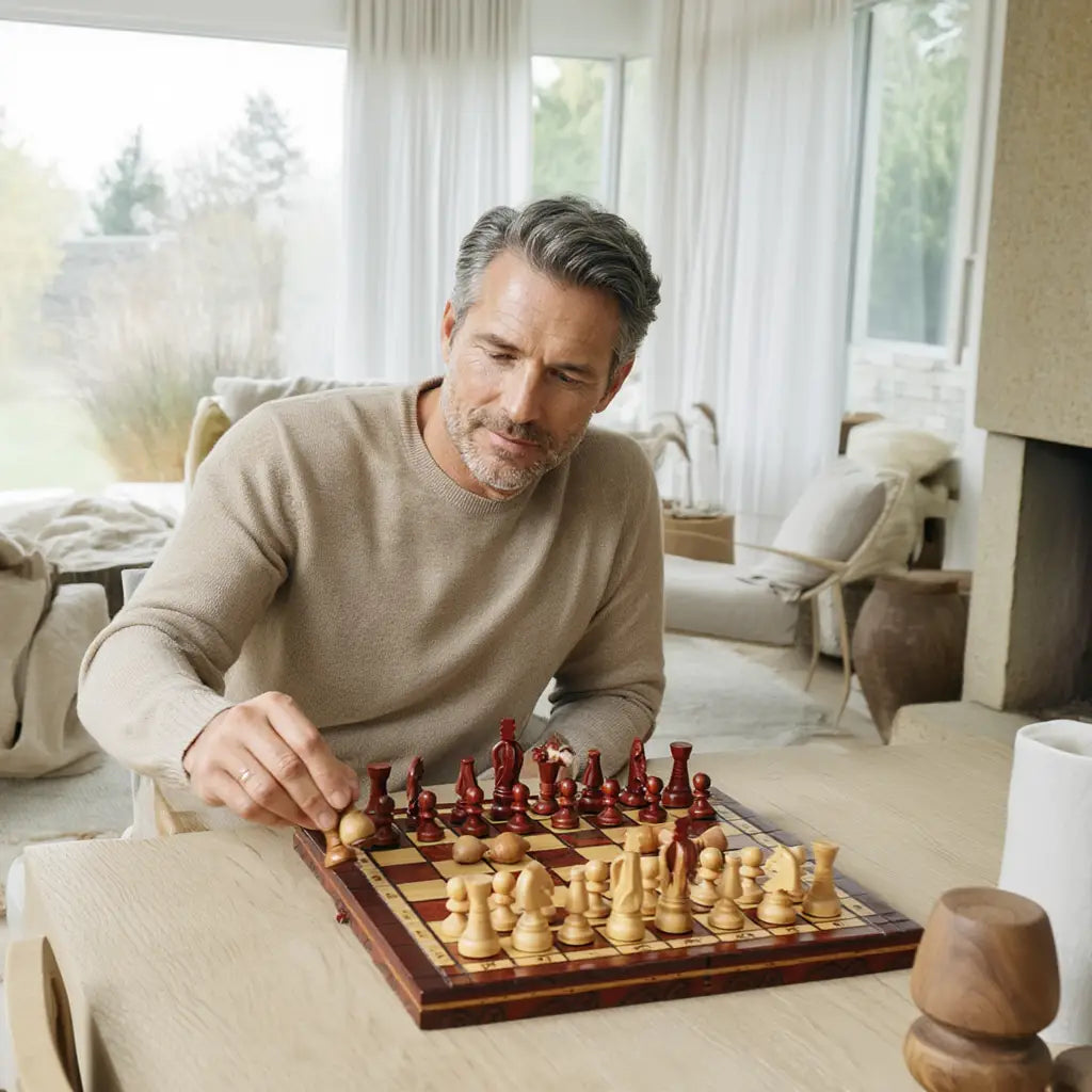 Jeu d'Échecs en Bois d'Acacia et Buis avec Finition Mate | Élégance et Durabilité pour Passionnés 5