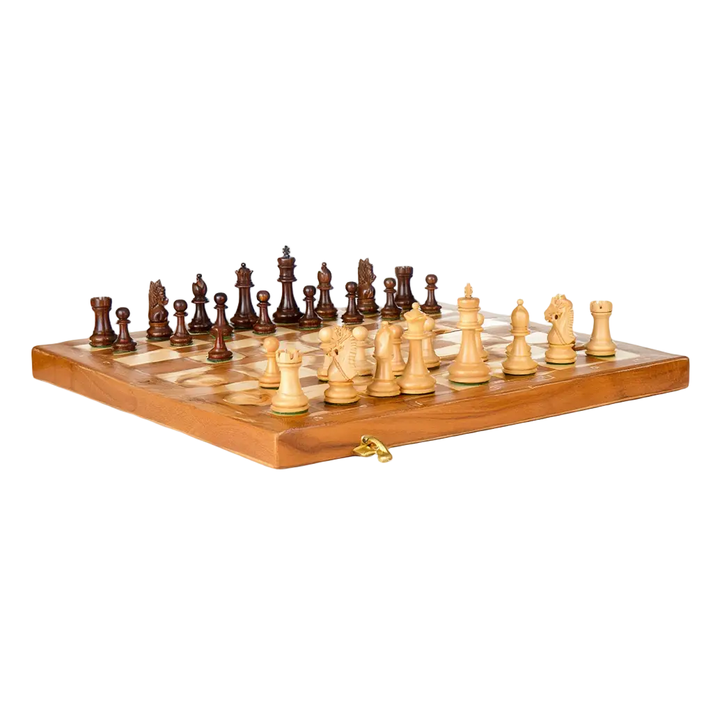 Jeu d'Échecs en Bois d'Acajou | Pièces Sculptées à la Main pour Passionnés 1