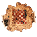 Jeu D'Échecs En Bois D'Olivier Avec Cases Rouges | Élégance Artisanale Pour Décoration 1