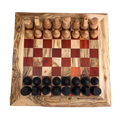 Échiquier Pliable en Bois d'Olivier | Compact et Élégant avec Cases Rouges pour Voyage et Décoration 1