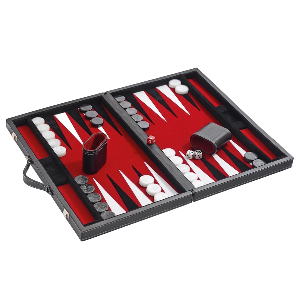 Mallette de Backgammon en Simili Cuir Noir avec Intérieur en Velours | Design Élégant pour Parties Raffinées 1