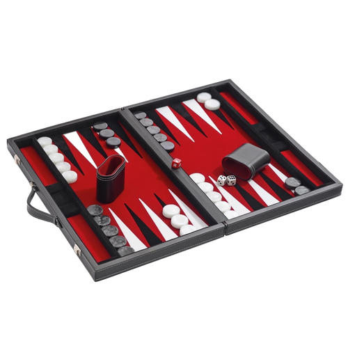 Mallette de Backgammon en Simili Cuir Noir avec Intérieur en Velours | Design Élégant pour Parties Raffinées 1