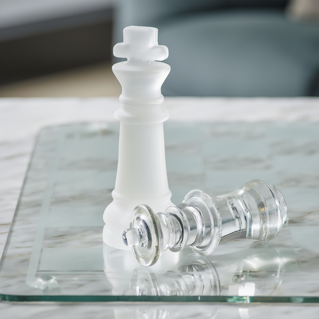 Échiquier en Verre K9 | Jeu d'Échecs Élégant avec Design Contemporain | Idéal pour Décoration et Jeu 9