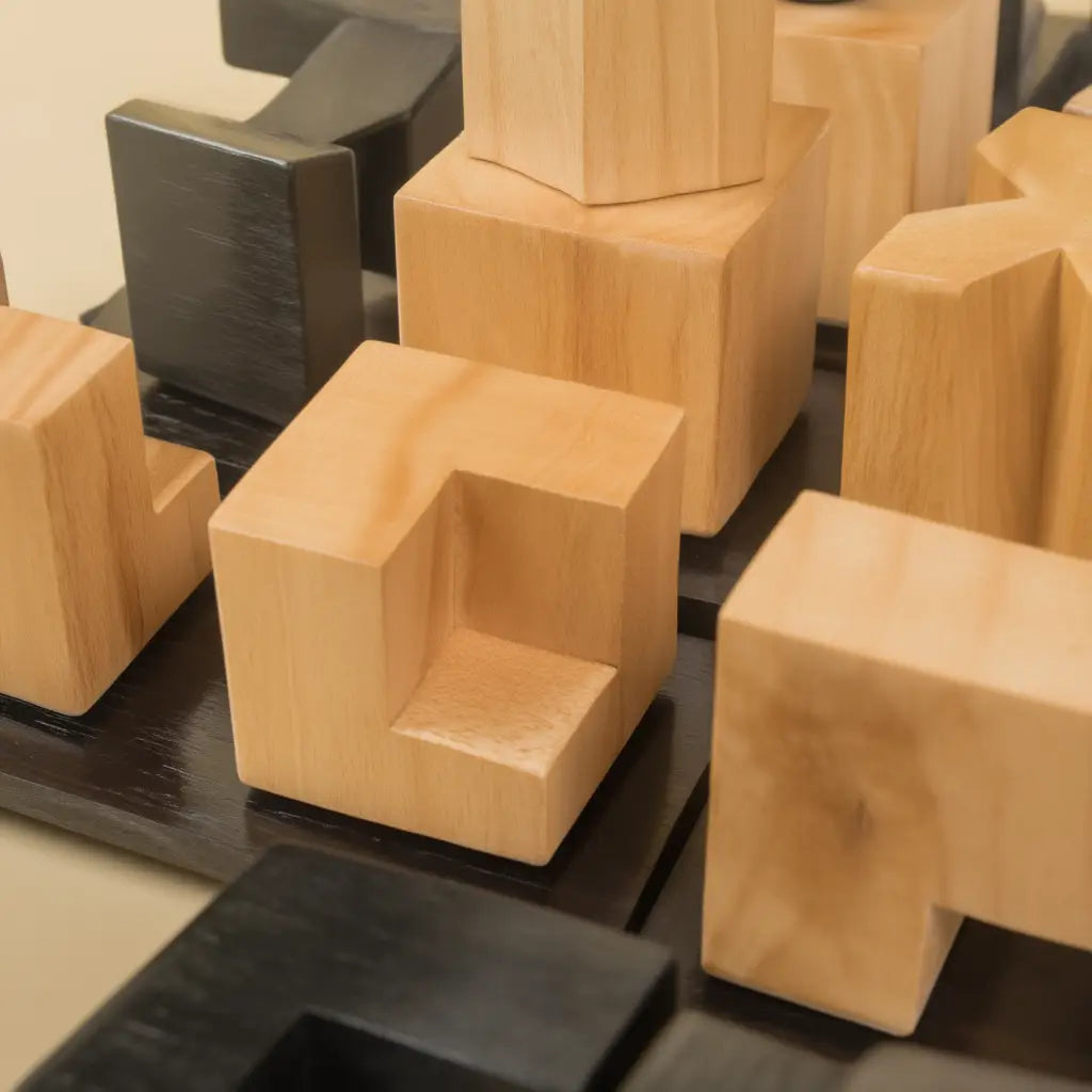 Échiquier Élégant en Bois de Charme avec Pièces Sculptées pour Passionnés 4