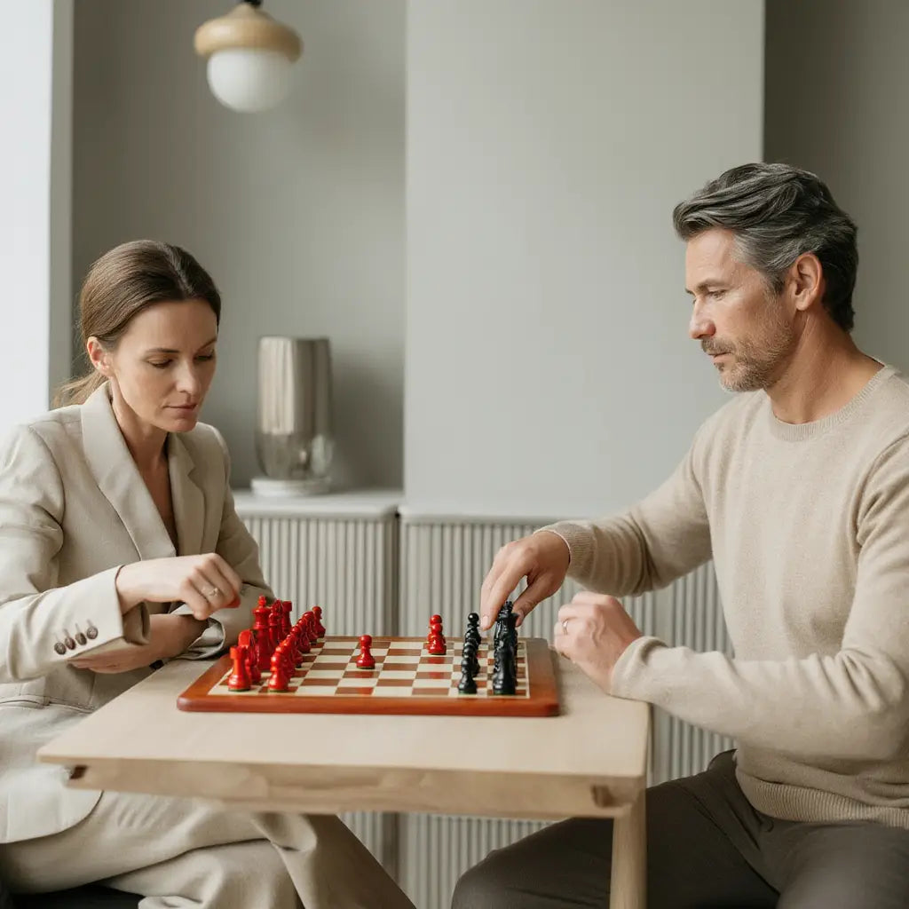 Jeu d'Échec en Bois Africain avec Pièces Sculptées | Élégant Espace de Jeu et Décoration 2