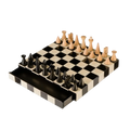 Coffre d'Échecs en Bois Laqué avec Tiroir – 35 x 35 cm, Pièces Modernes en Buis 1