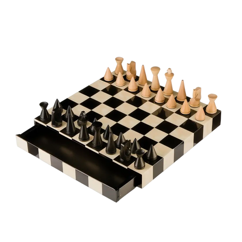 Coffre d'Échecs en Bois Laqué avec Tiroir – 35 x 35 cm, Pièces Modernes en Buis 1