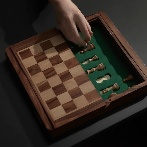Coffret de Jeu d'Échecs Magnétique en Bois de Sheesham avec Rangement Pratique 2