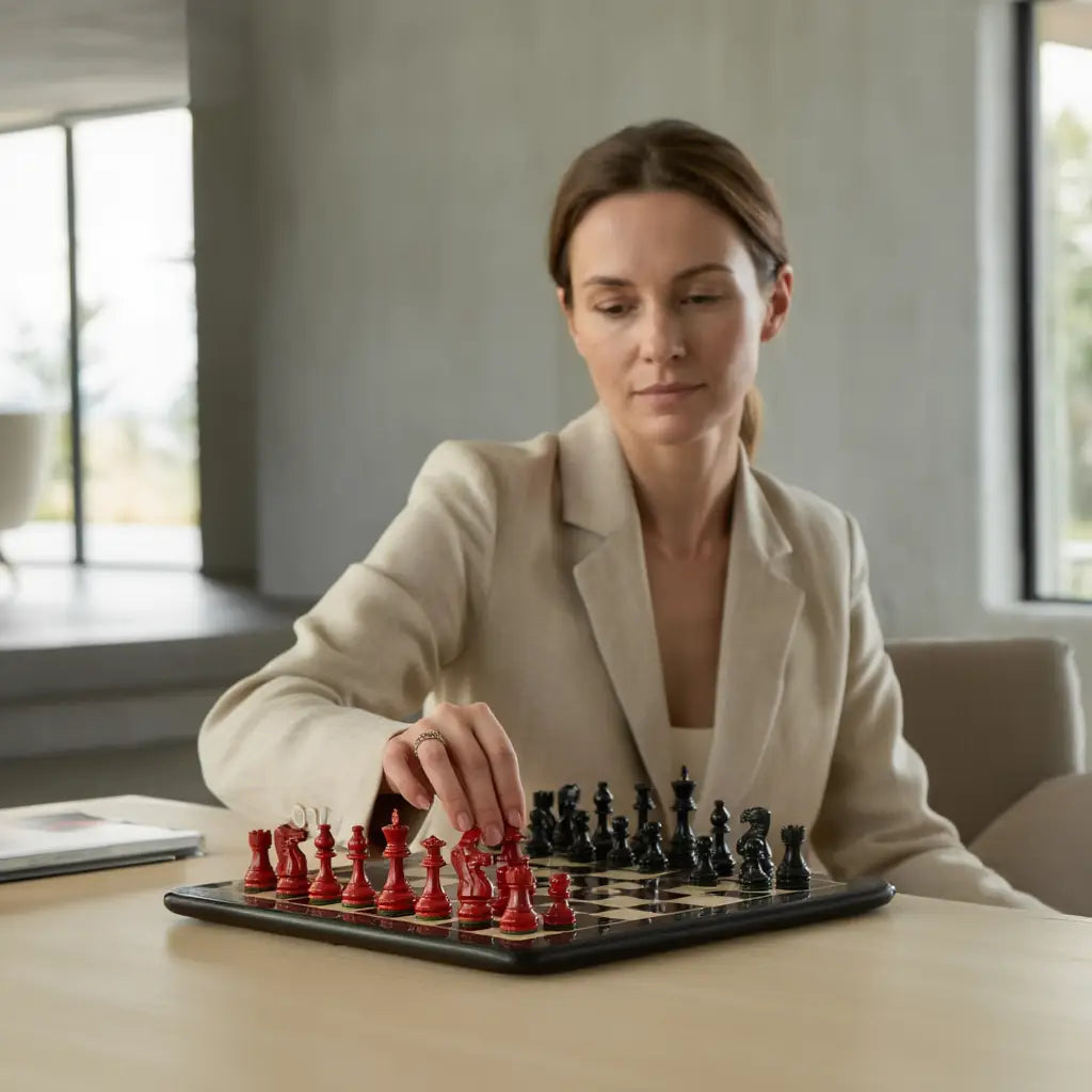 Échiquier en Bois Élégant | Jeu d'Échecs avec Pièces Sculptées pour Passionnés de Stratégie 3