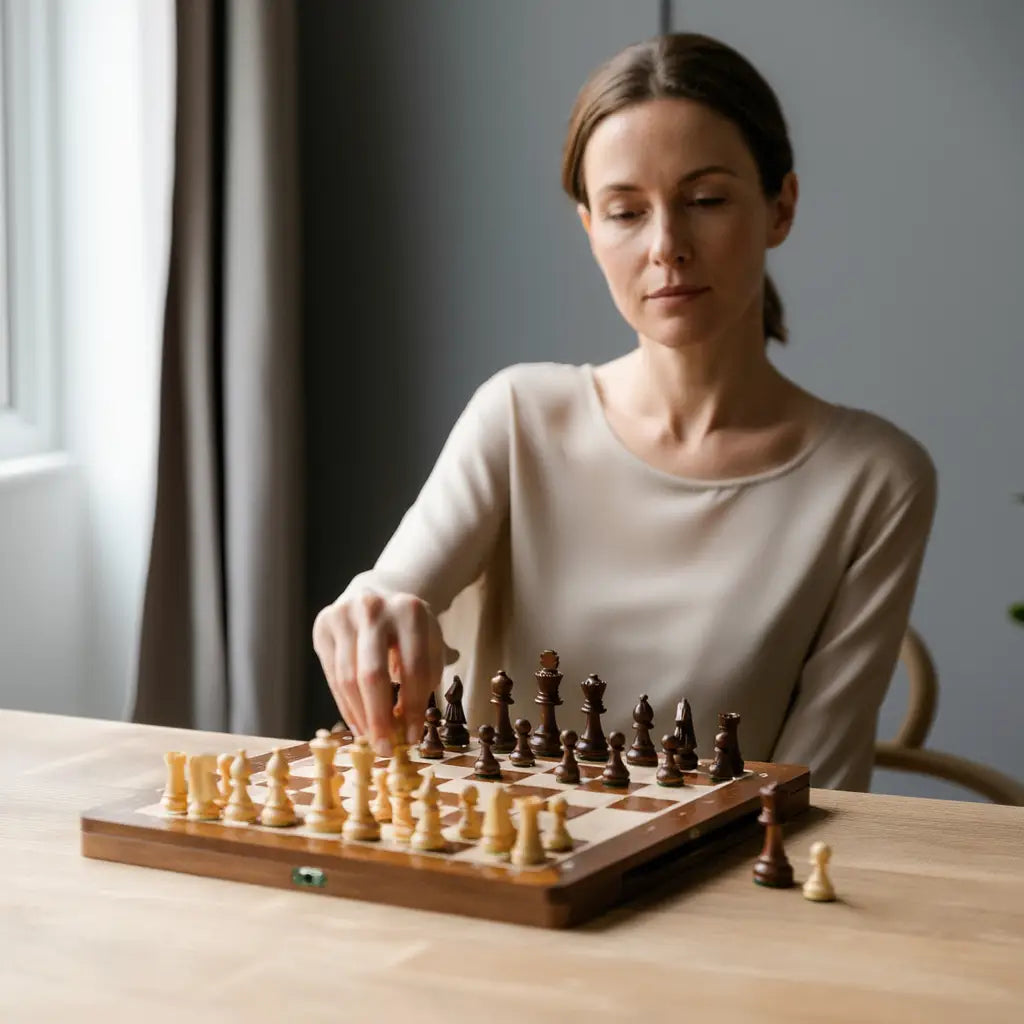 Jeu d'Échecs en Bois avec Échiquier en Sycomore et Acajou – Coffre Pliant Pratique 2