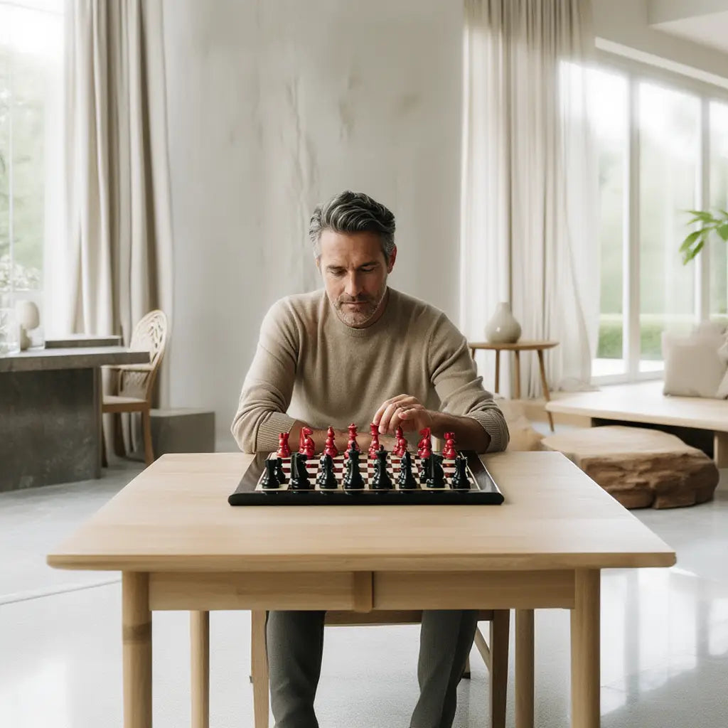 Échiquier de Luxe en Ébène et Buis avec Pièces Sculptées | Design Élégant pour Passionnés d'Échecs 3