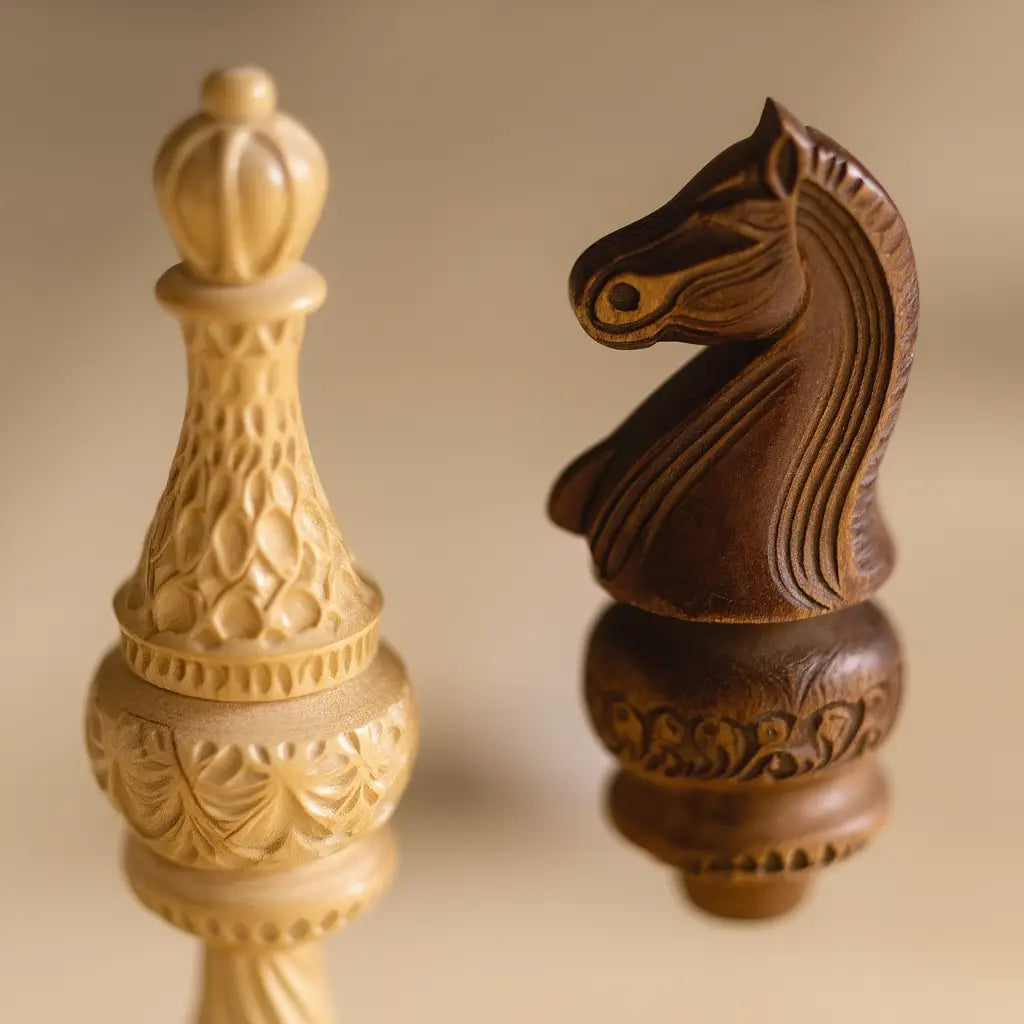 Jeu d'Échecs en Bois de Hêtre et Bouleau avec Échiquier Pliable | Élégance et Praticité pour Passionnés 4