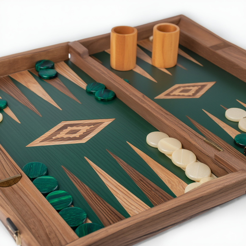 Jeu de Société | Backgammon en Noyer avec Pions Nacrés | Élégant et Artisanale pour Parties Prestige 2