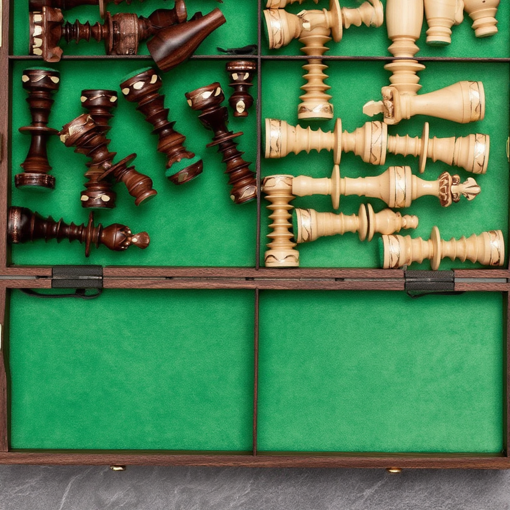 Échiquier Design Pliable en Bois de Hêtre avec Pièces Sculptées | Élégance et Praticité pour Passionnés