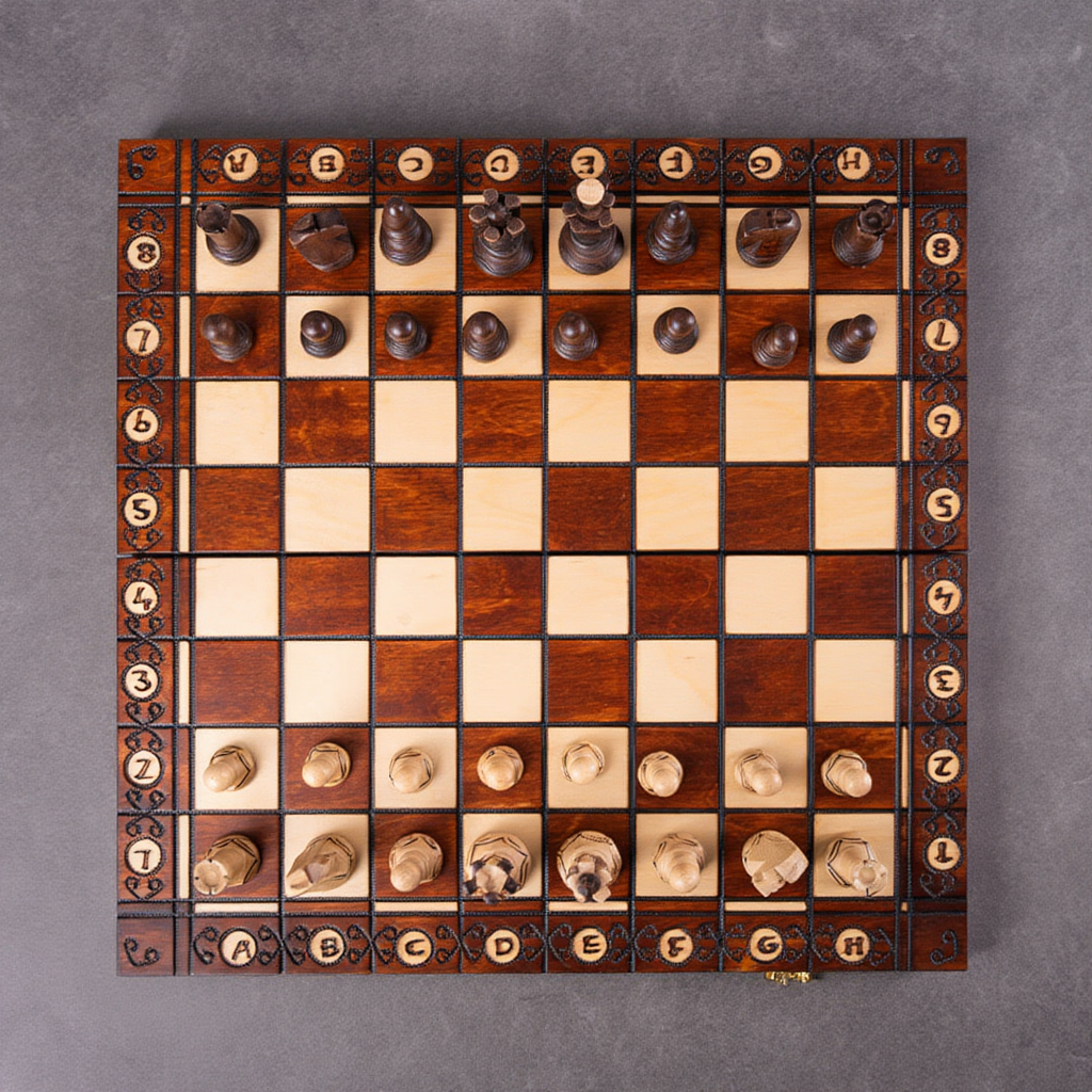 Échiquier en Sycomore avec Pièces Sculptées | Design Élégant pour Passionnés de Jeu