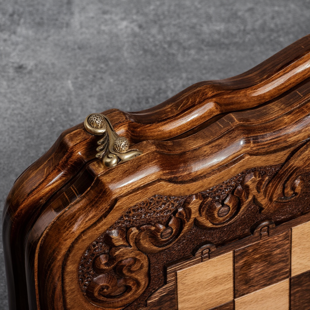 Échiquier en Bois avec Design Artistique pour Parties de Jeu Élégantes