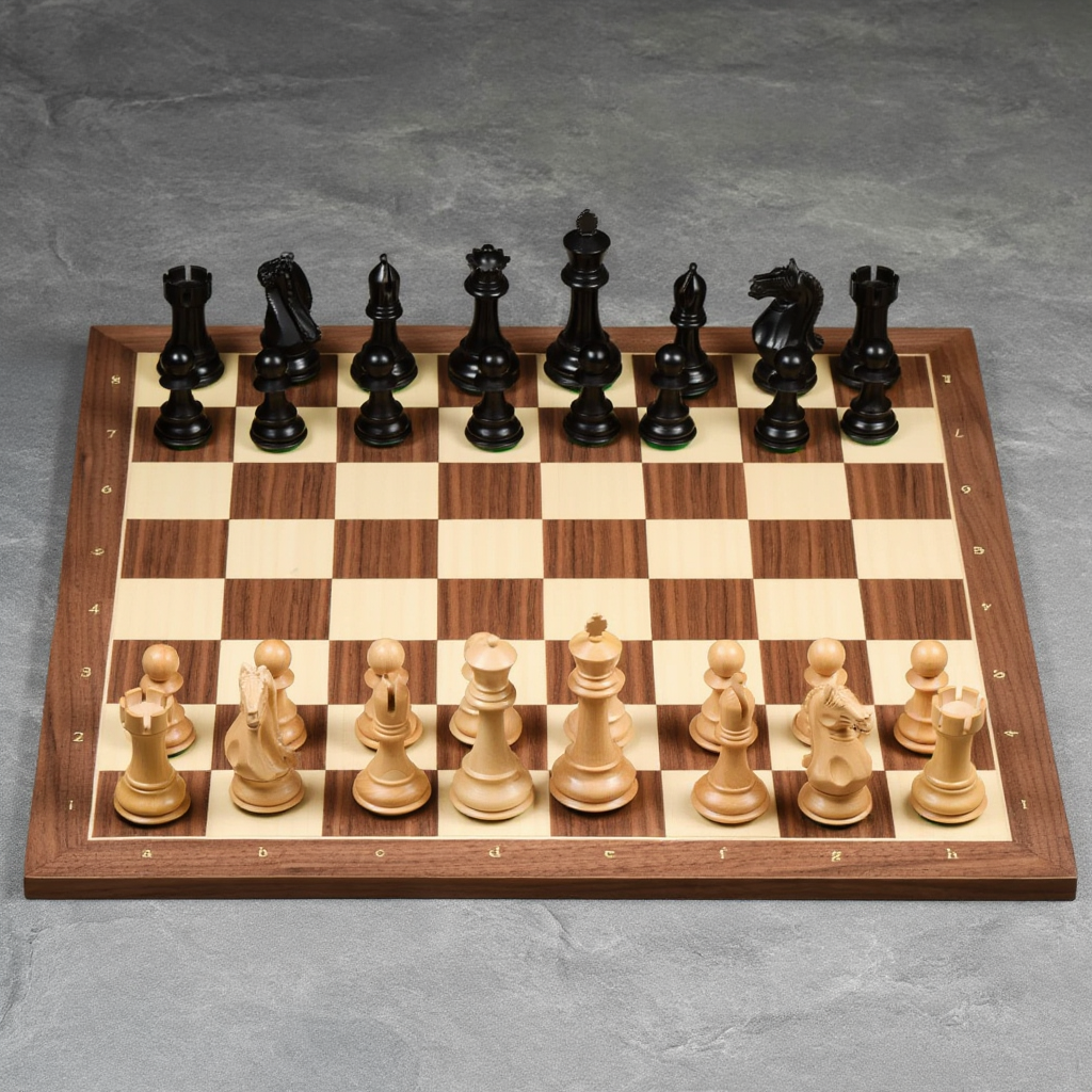 Échiquier en Bois | Jeu d'Échecs avec Pièces Sculptées en Ébène et Buis