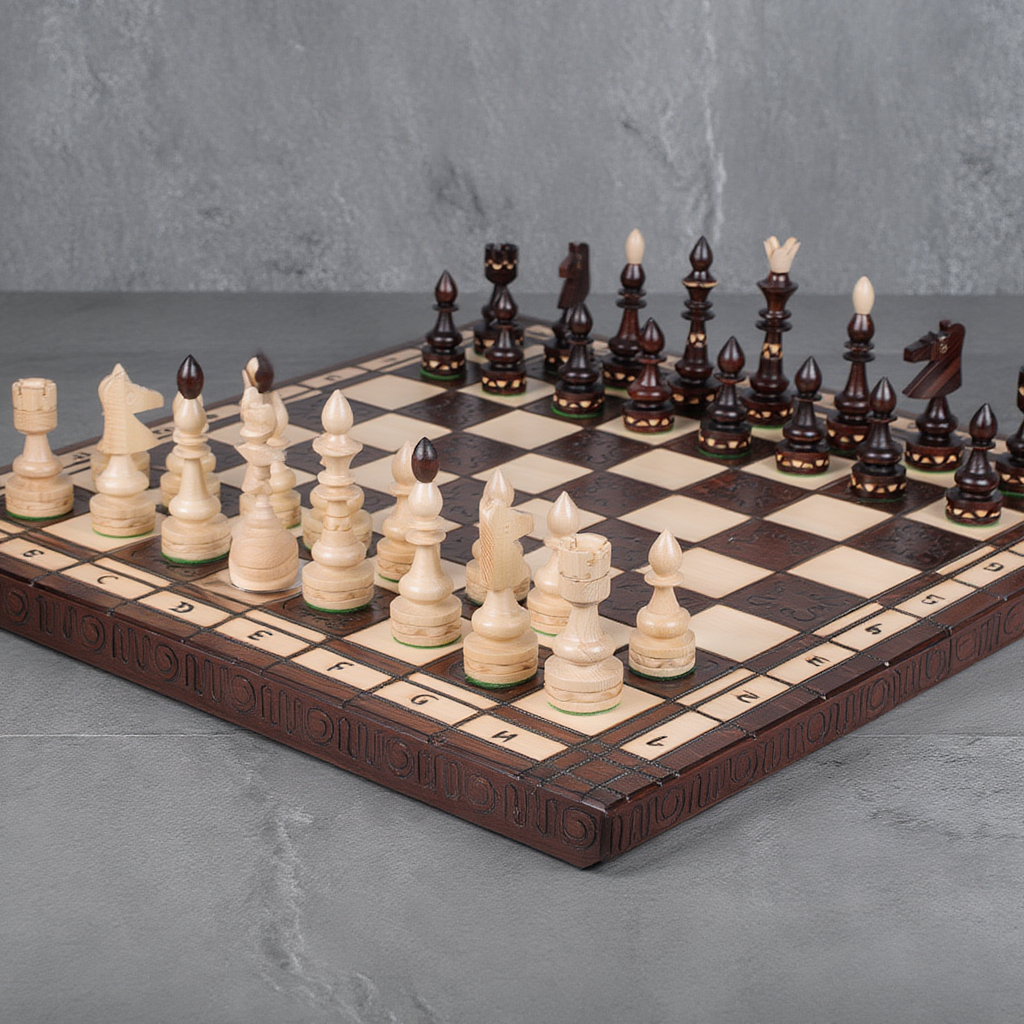 Jeu d'Échecs en Bois de Hêtre et Bouleau avec Échiquier Pliable Praticité pour Passionnés