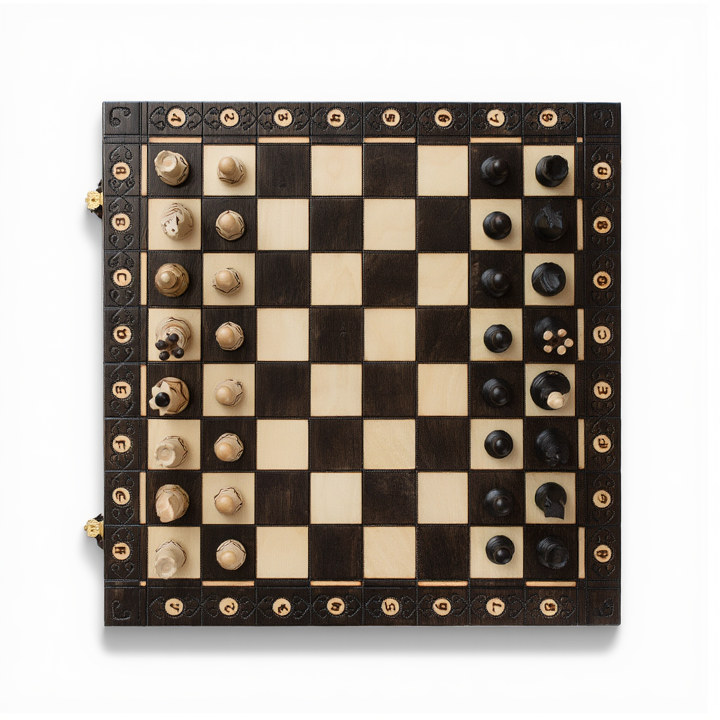 Jeu D'Échecs en Bois | Échiquier Pliant avec Pièces Sculptées à la Main | Élégance pour Parties Intemporelles 2