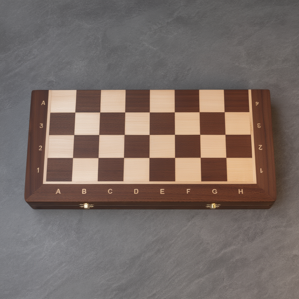 Jeu d'Échecs en Bois avec Échiquier en Sycomore et Acajou – Coffre Pliant Pratique