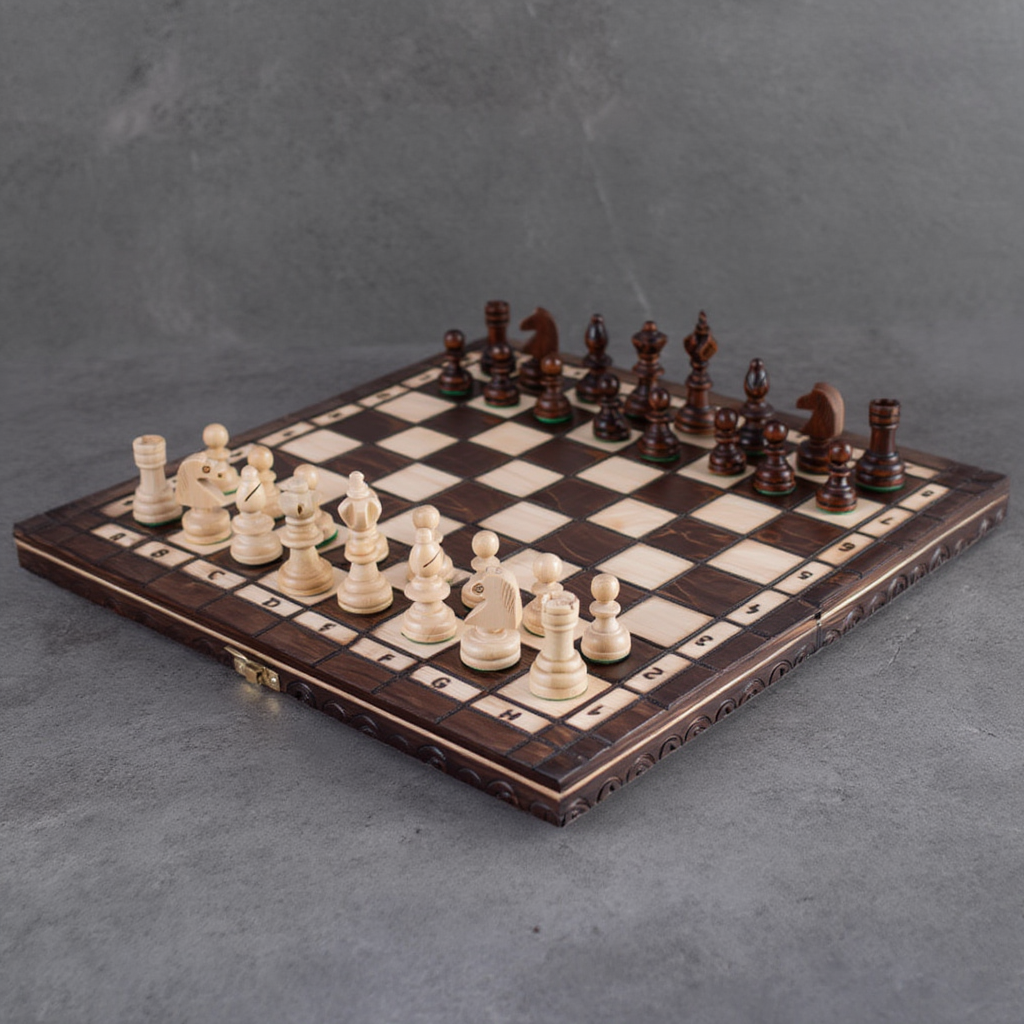 Échiquier en Bois de Charme | Ensemble d'Échecs Sculpté avec Compartiment de Rangement