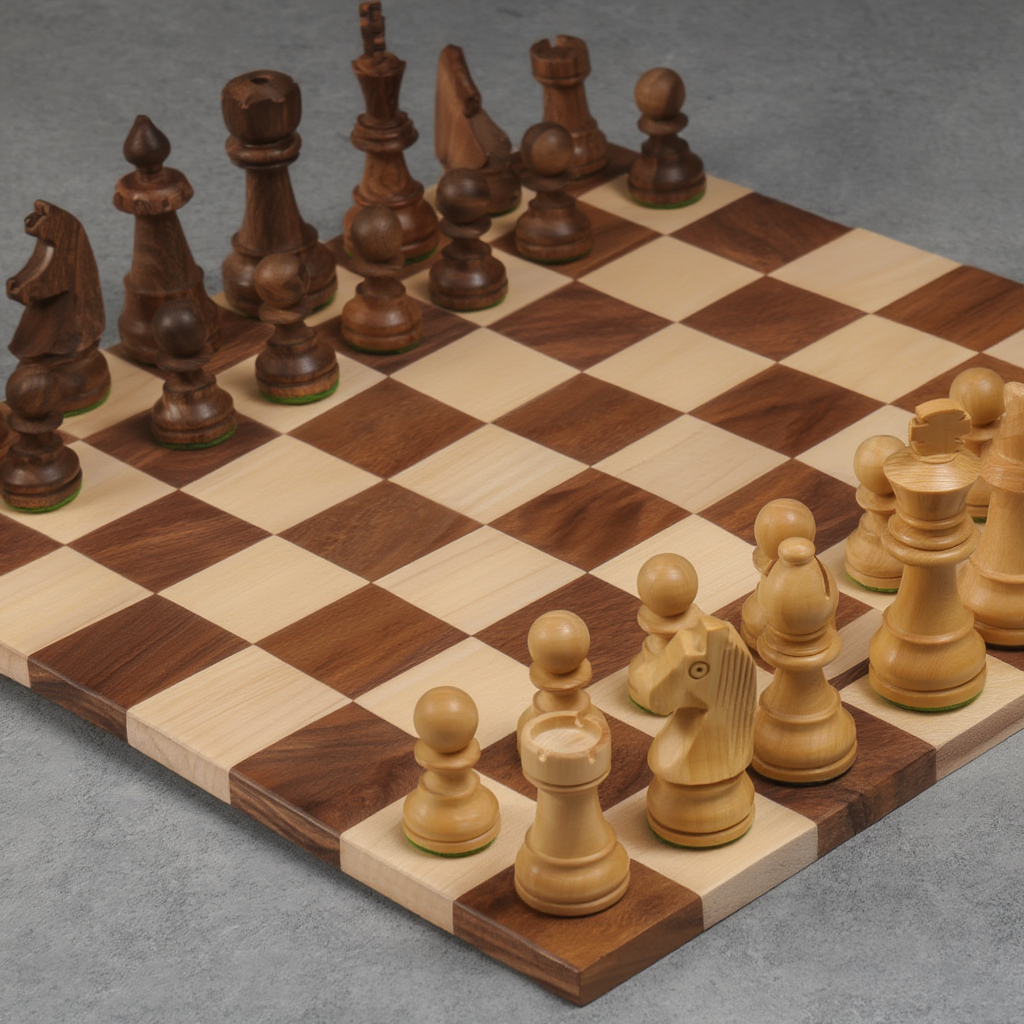 Échiquier en Bois de Sheesham | Surface de Jeu Enroulable Pratique pour Passionnés d'Échecs