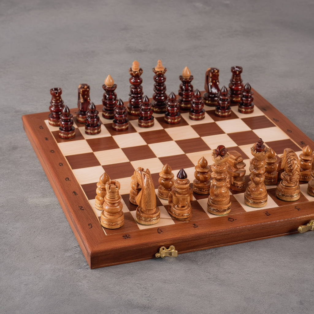 Jeu d'Échecs en Bois avec Compartiment de Rangement | Design Élégant pour Passionnés