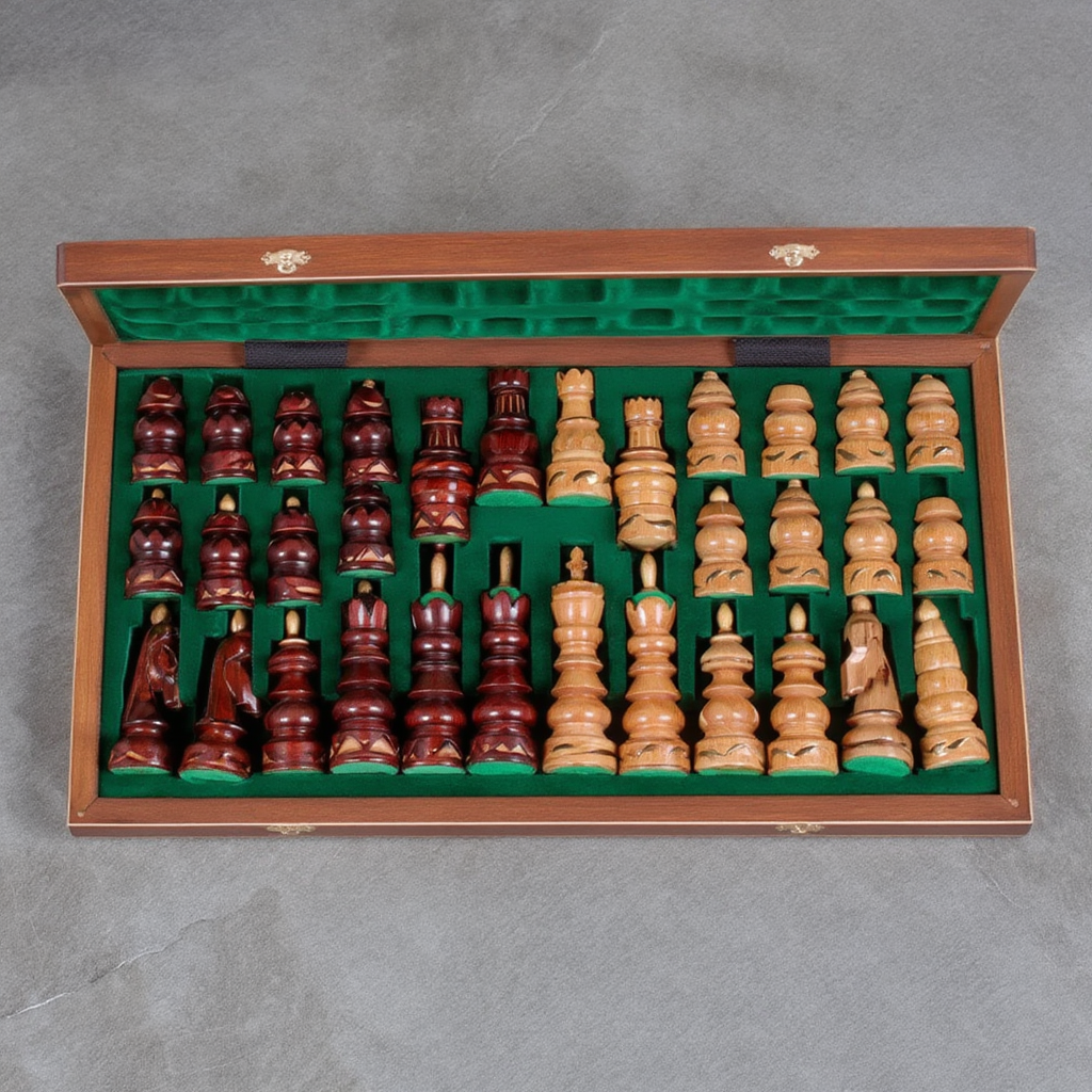 Jeu d'Échecs en Bois avec Compartiment de Rangement | Design Élégant pour Passionnés