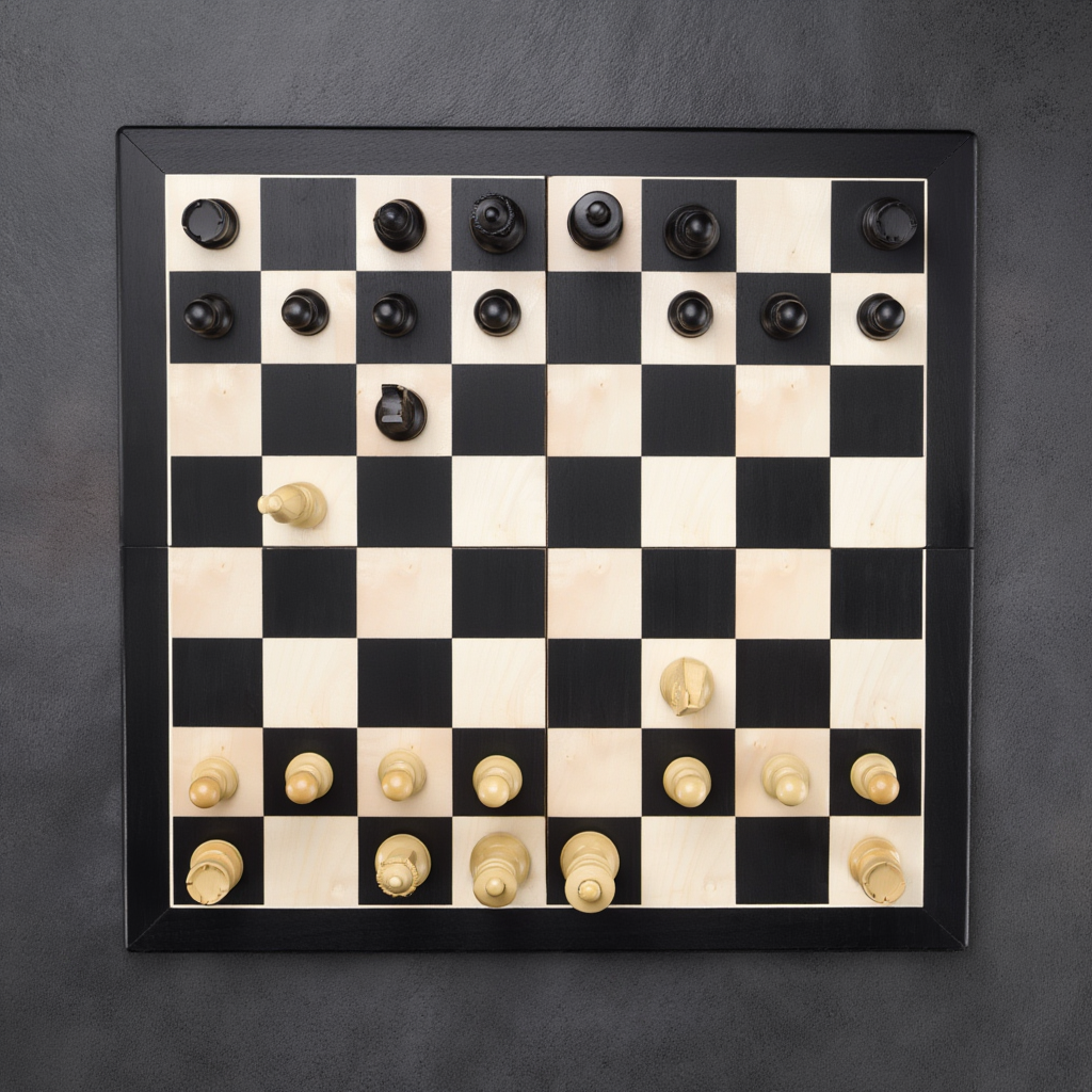 Echiquier en Bois Minimaliste avec Compartiments Feutrés pour Rangement Pratique