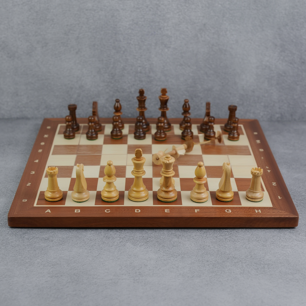 Échiquier en Bois d'Acajou | Ensemble de Tournoi avec Design Staunton | Élégance et Praticité