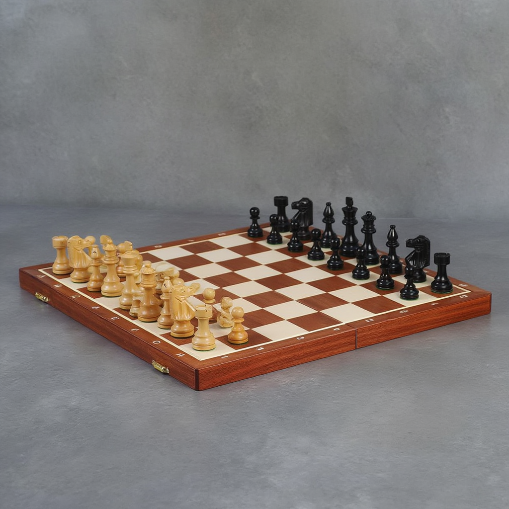 Jeu d'Échecs en Bois d'Acajou | Pièces Sculptées en bois pour Passionnés