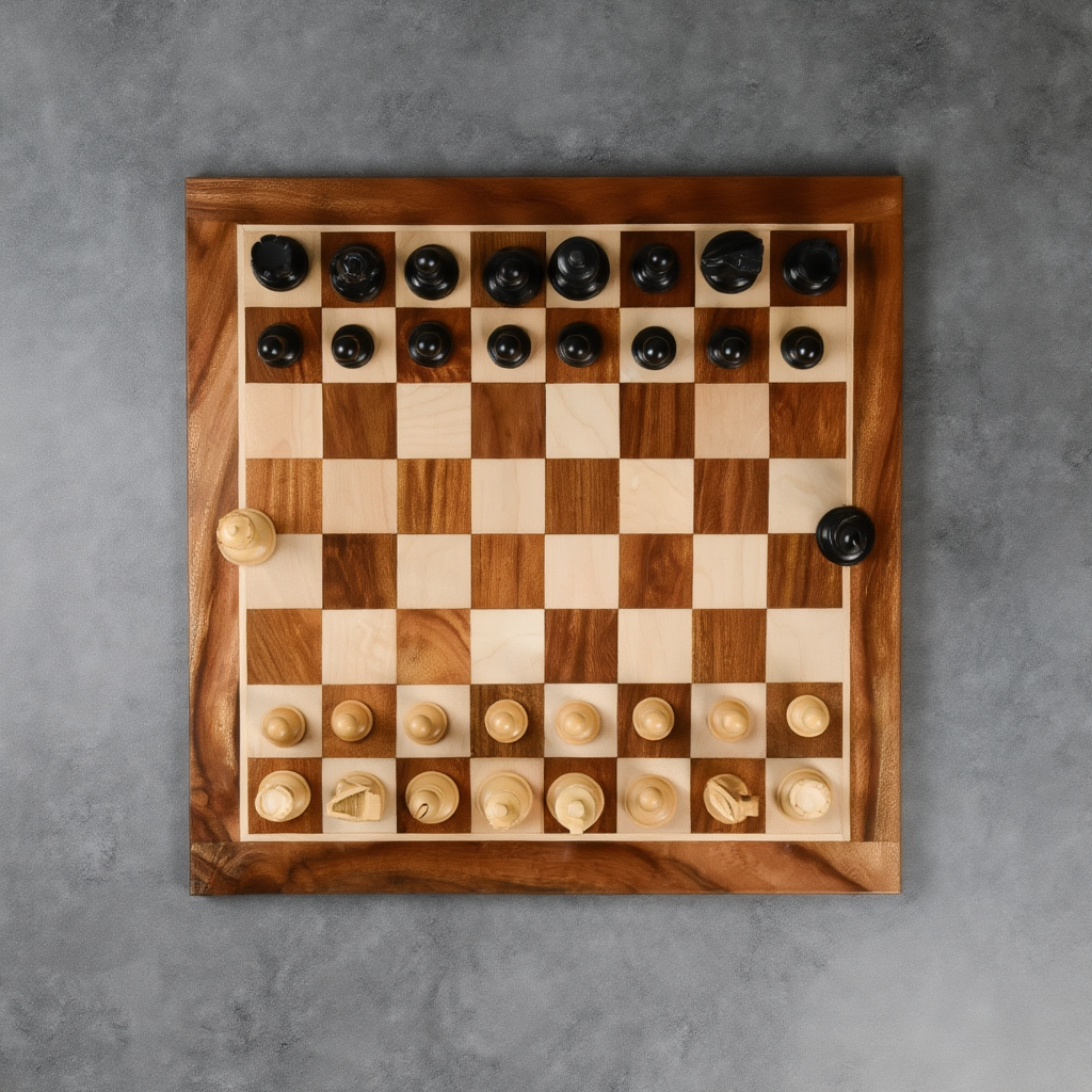 Jeu d'Échecs en Bois | Échiquier Élégant avec Finition Mate pour Collectionneurs