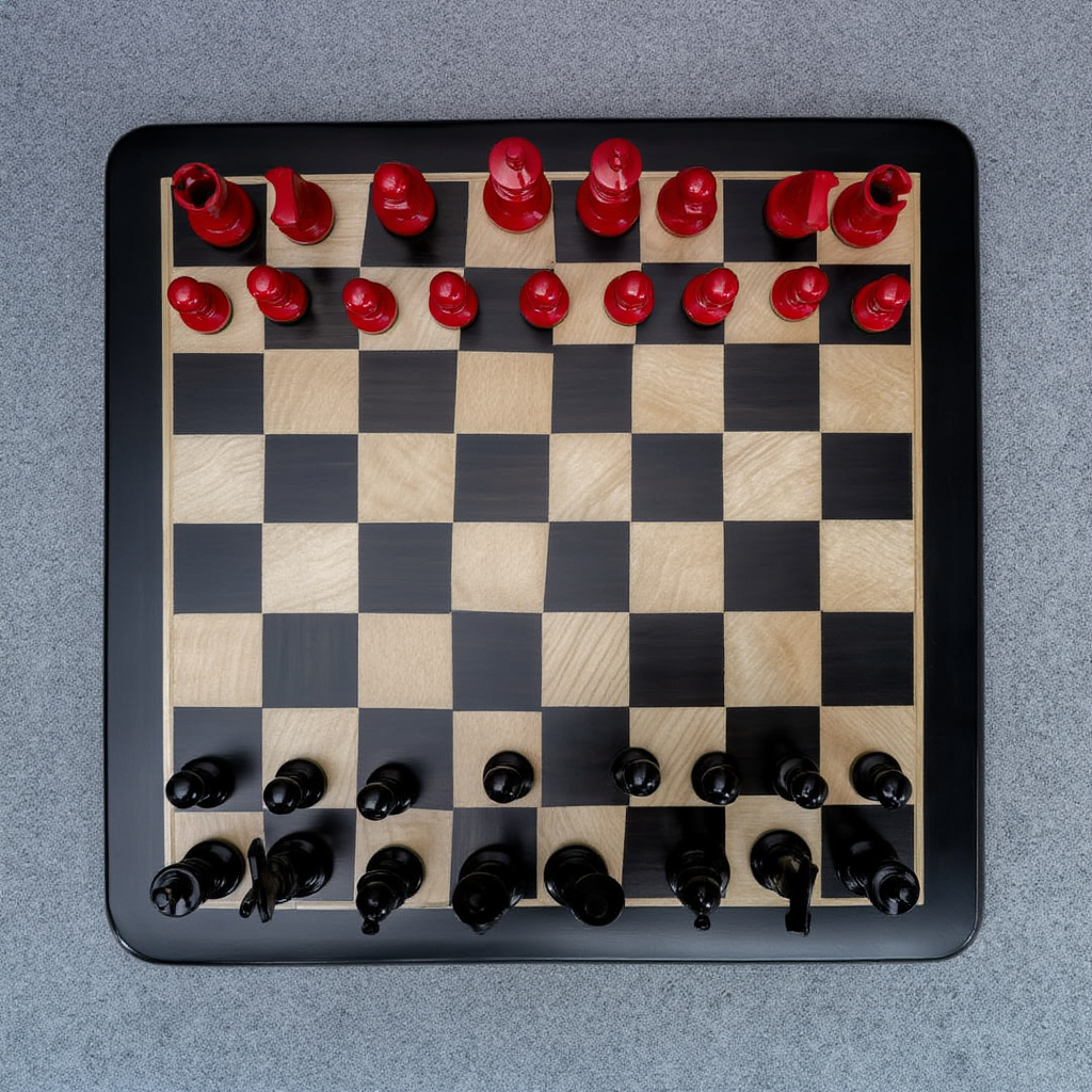 Échiquier en Bois Élégant | Jeu d'Échecs avec Pièces Sculptées pour Passionnés de Stratégie