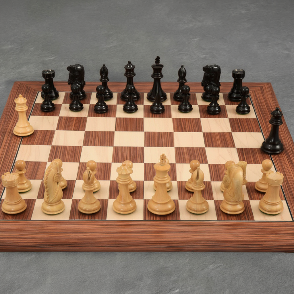 Echiquier en Bois de Buis et Ébène | Jeu d'Échec avec Plateau Inclus pour Passionnés de Stratégie